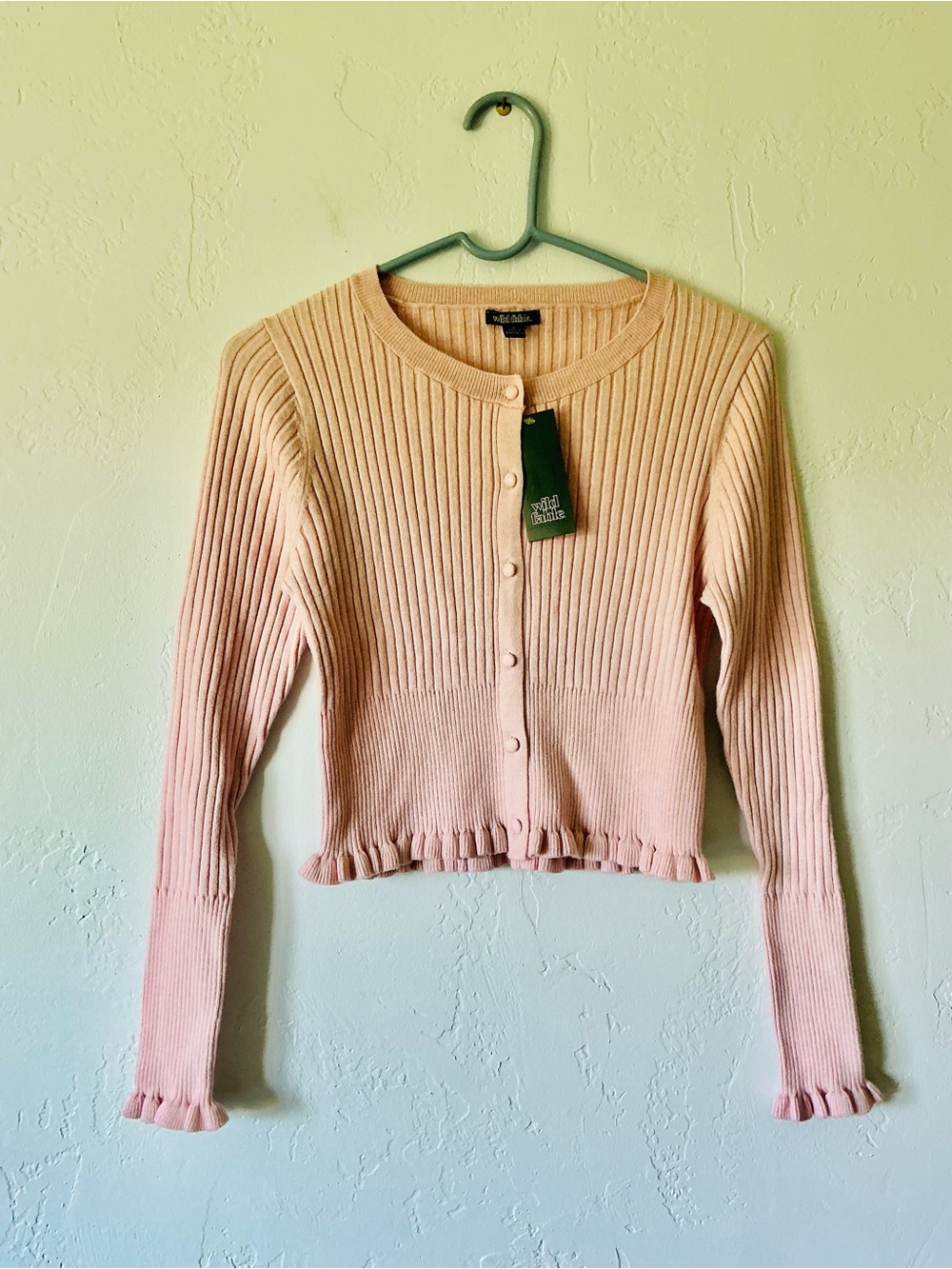 NWT wild fable Soft Blush Pink Ribbed Button-Front Cardigan
